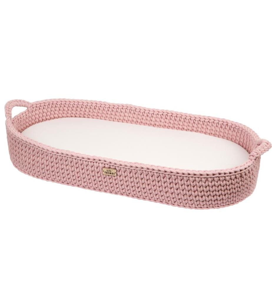 Panier à langer en coton avec matelas rose