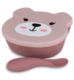 Bol bébé avec cuillère rose vif