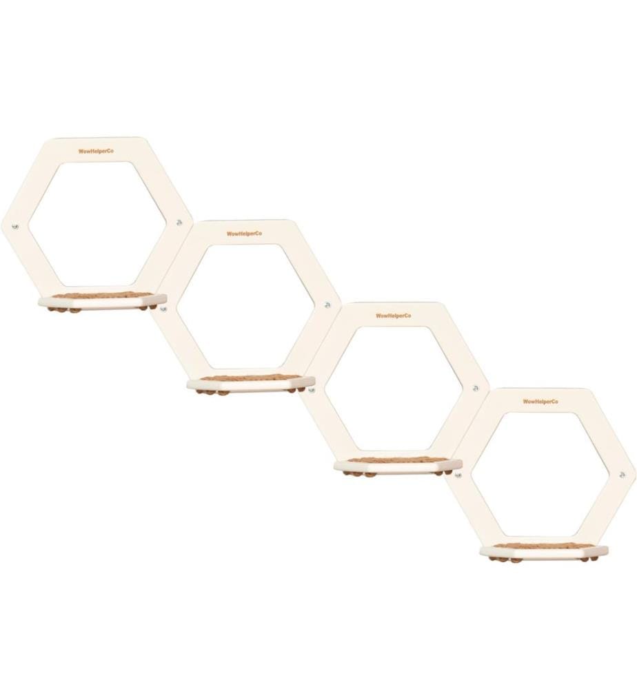 4 marches hexagonales blanc