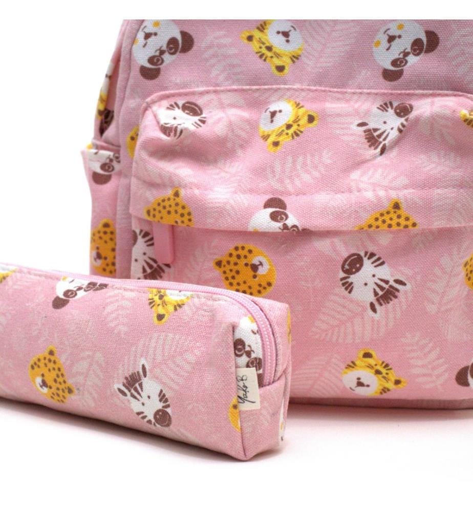 Sac à dos et trousse Jungle Carnival rose