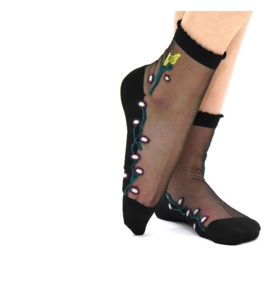 Chaussettes NARCISSE noir-jaune