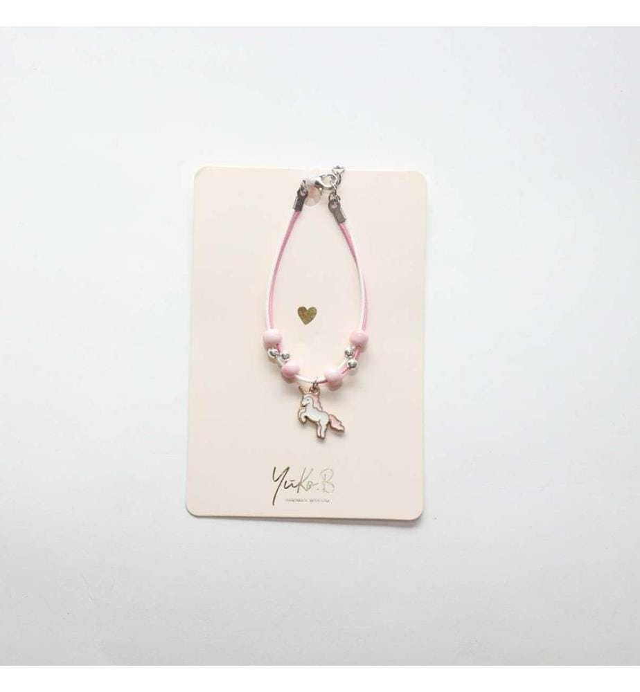 Bracelet cordon Licorne rose