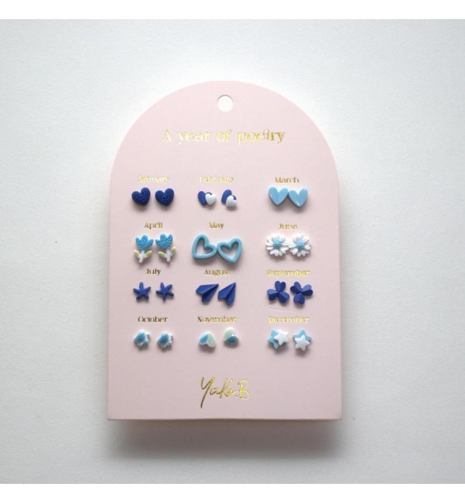 Boucles d'oreilles Un an de Poésie bleue