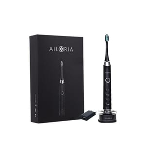Ailoria - Brosse à dents sonique Shine Bright Noir, chargeur USB inclus