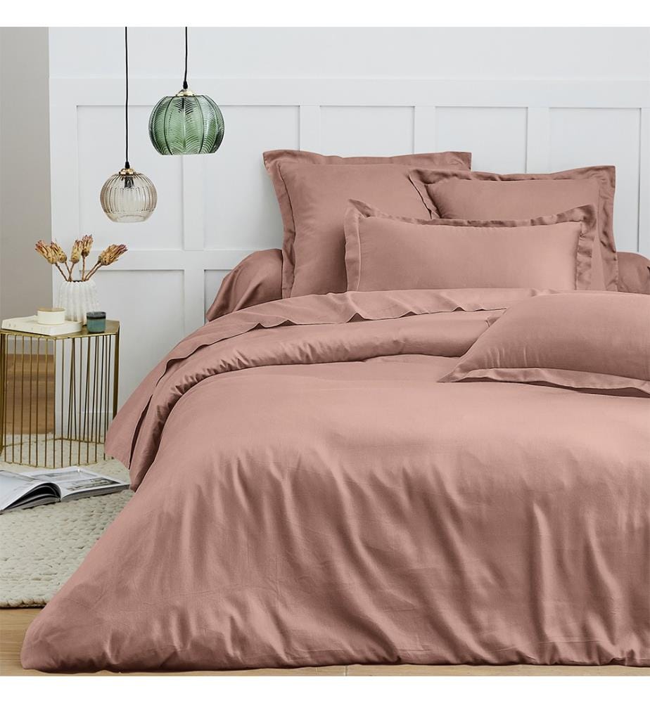 Housse de couette 100% Coton 260 x 240 cm Vieux Rose