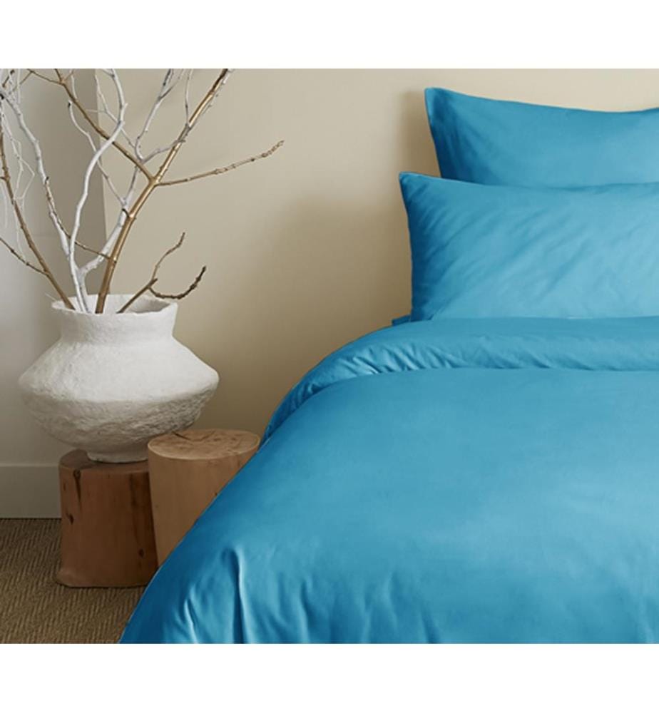 Pack Complet Housse de couette Unicolore 220 x 240 cm & Drap housse 160 x 200 cm - Turquoise
