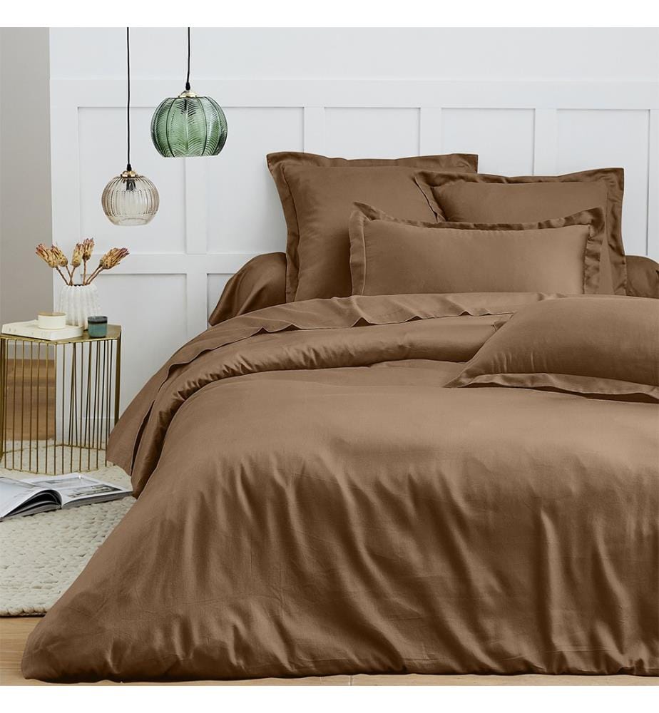 Housse de couette 100% Coton 260 x 240 cm Taupe
