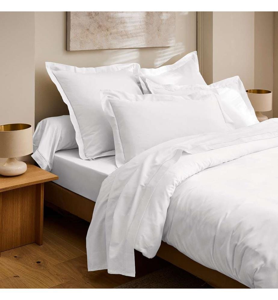 Drap Plat 240 x 300 Prestige Satin de Coton - Blanc Optique