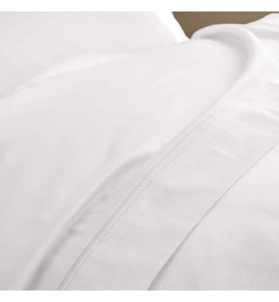 Drap Plat 240 x 300 Prestige Satin de Coton - Blanc Optique