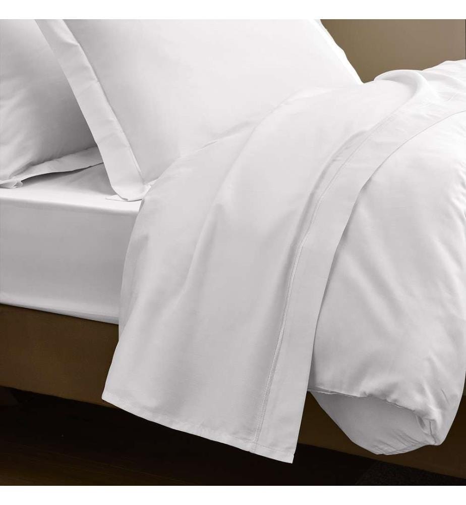 Drap Plat 240 x 300 Prestige Satin de Coton - Blanc Optique