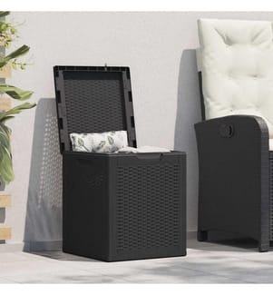 Boîte de rangement de jardin 90 L Noir PP Rotin