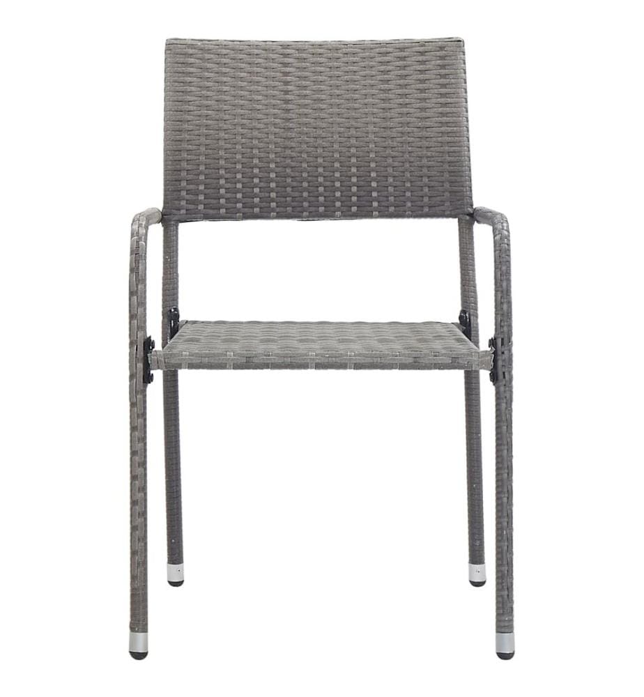 3-tlg. Garten-Essgruppe Poly Rattan Anthrazit und Grau