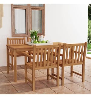 Ensemble de salle à manger de jardin 5 pièces 180 x 90 cm en bois de teck massif