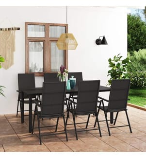 Ensemble à manger de jardin 7 pcs noir