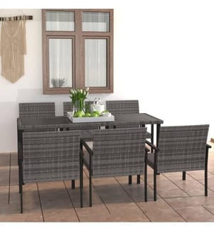 Ensemble à manger de jardin 7 pcs Résine tressée Gris