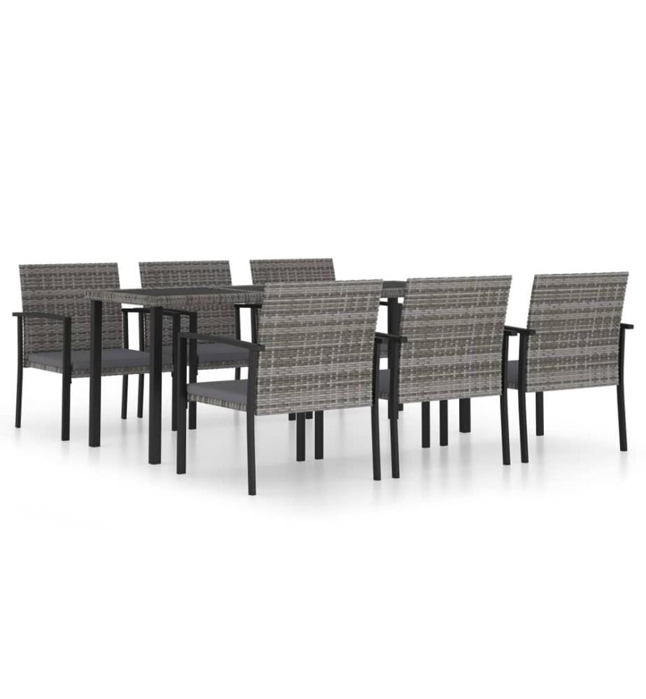 Ensemble à manger de jardin 7 pcs Résine tressée Gris