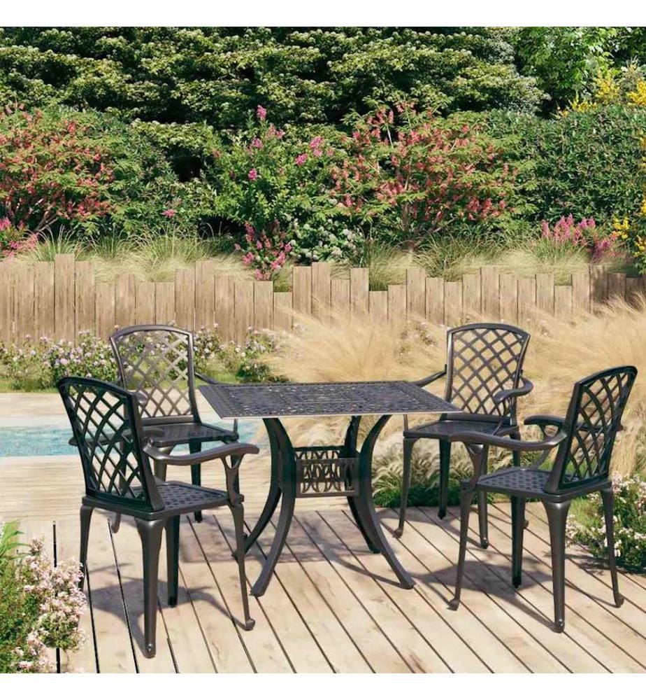 Ensemble de bistro 5 pcs Aluminium coulé Noir