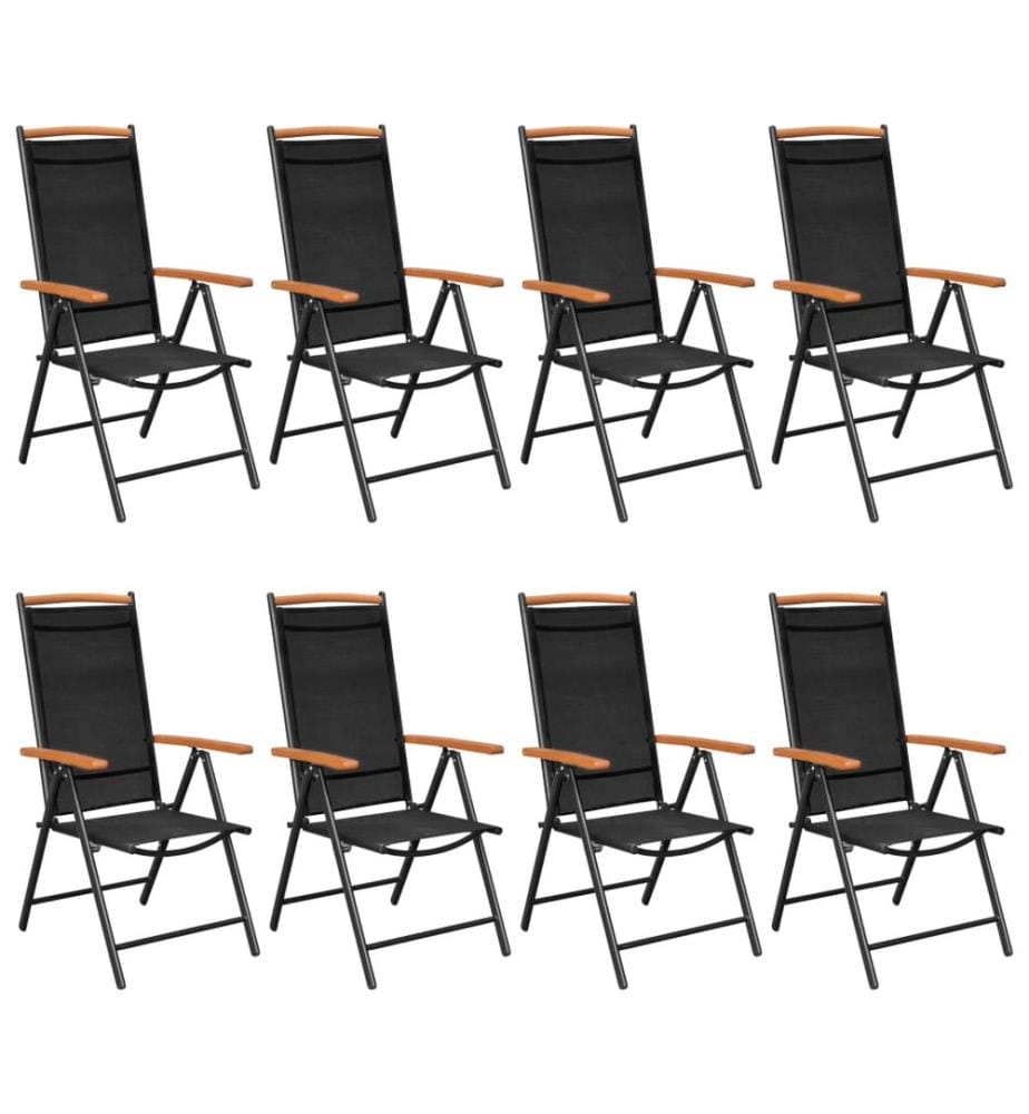 Ensemble à manger de jardin 9 pcs aluminium noir