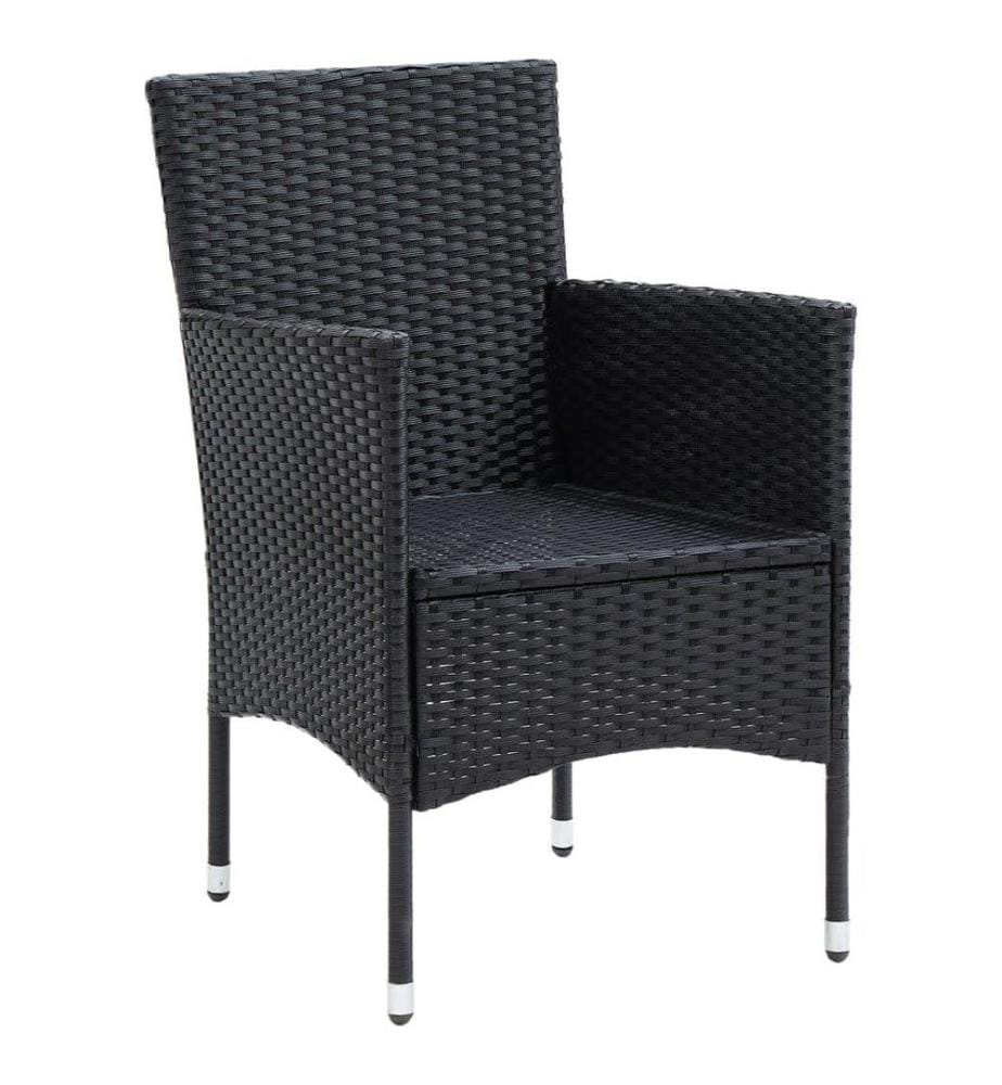 Ensemble à dîner de jardin avec coussins 5 pcs poly rotin noir
