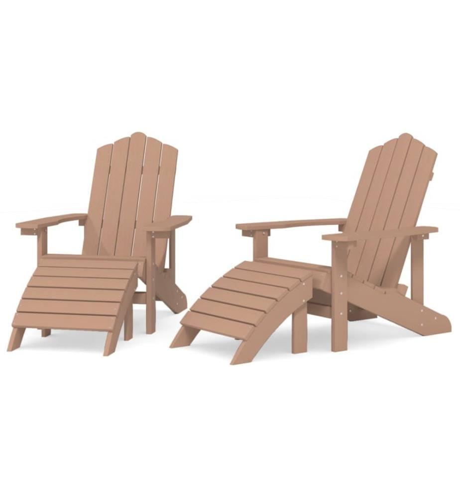 Adirondack-Gartenstühle 2 Stk. mit Hockern HDPE Braun