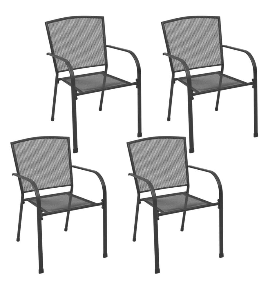 Chaises d'extérieur lot de 4 Design maillé Anthracite Acier