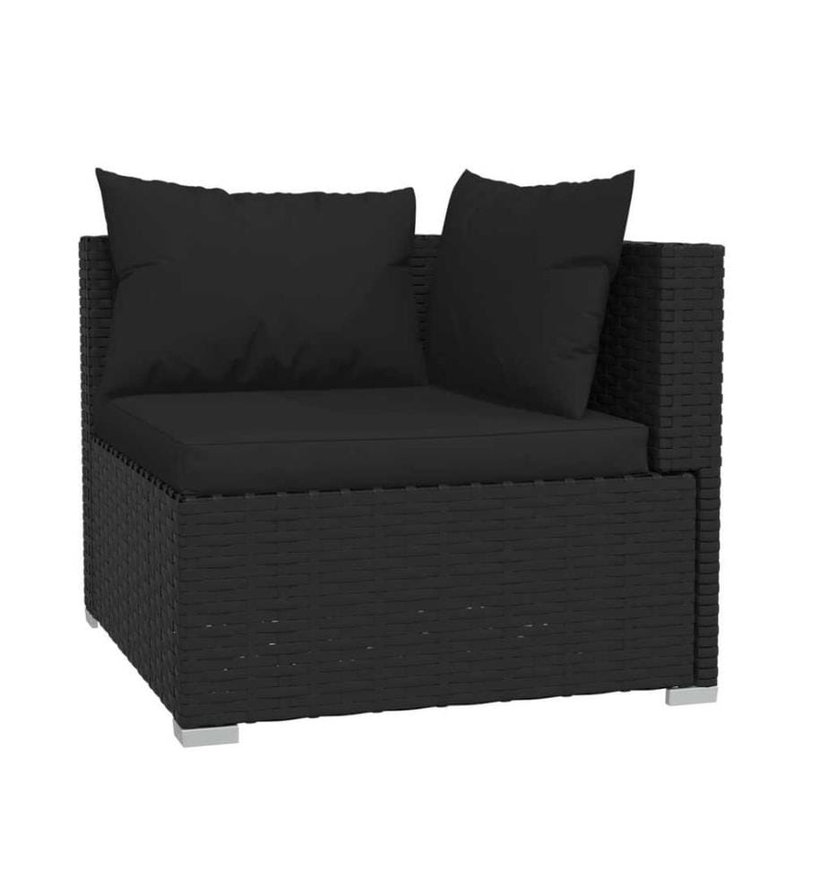 4-tlg. Garten-Lounge-Set mit Kissen Poly Rattan Schwarz