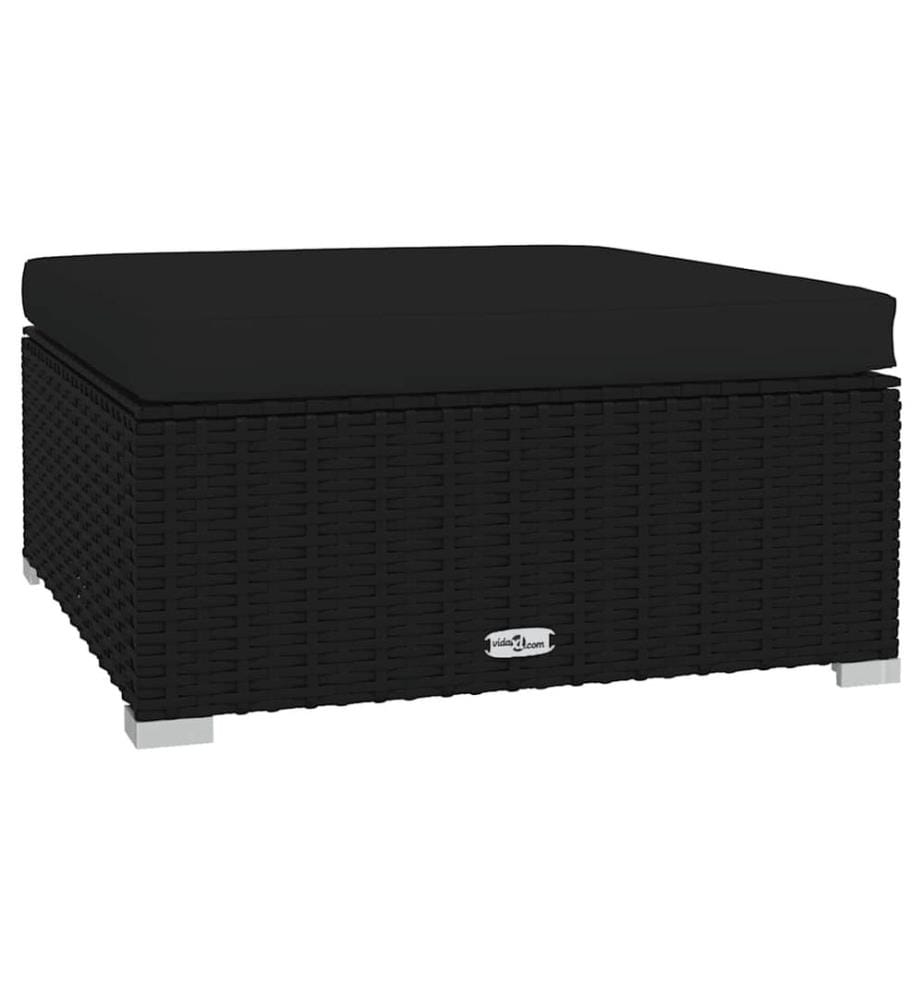 4-tlg. Garten-Lounge-Set mit Kissen Poly Rattan Schwarz