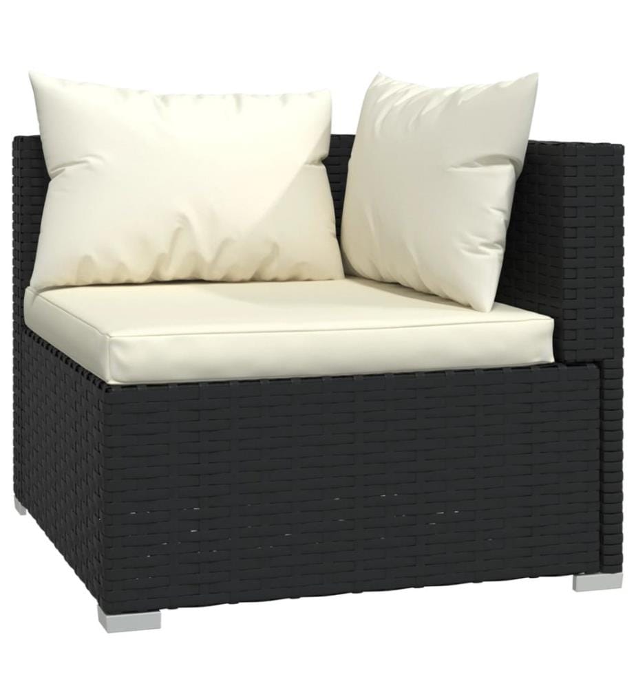 6-tlg. Garten-Lounge-Set mit Kissen Poly Rattan Schwarz