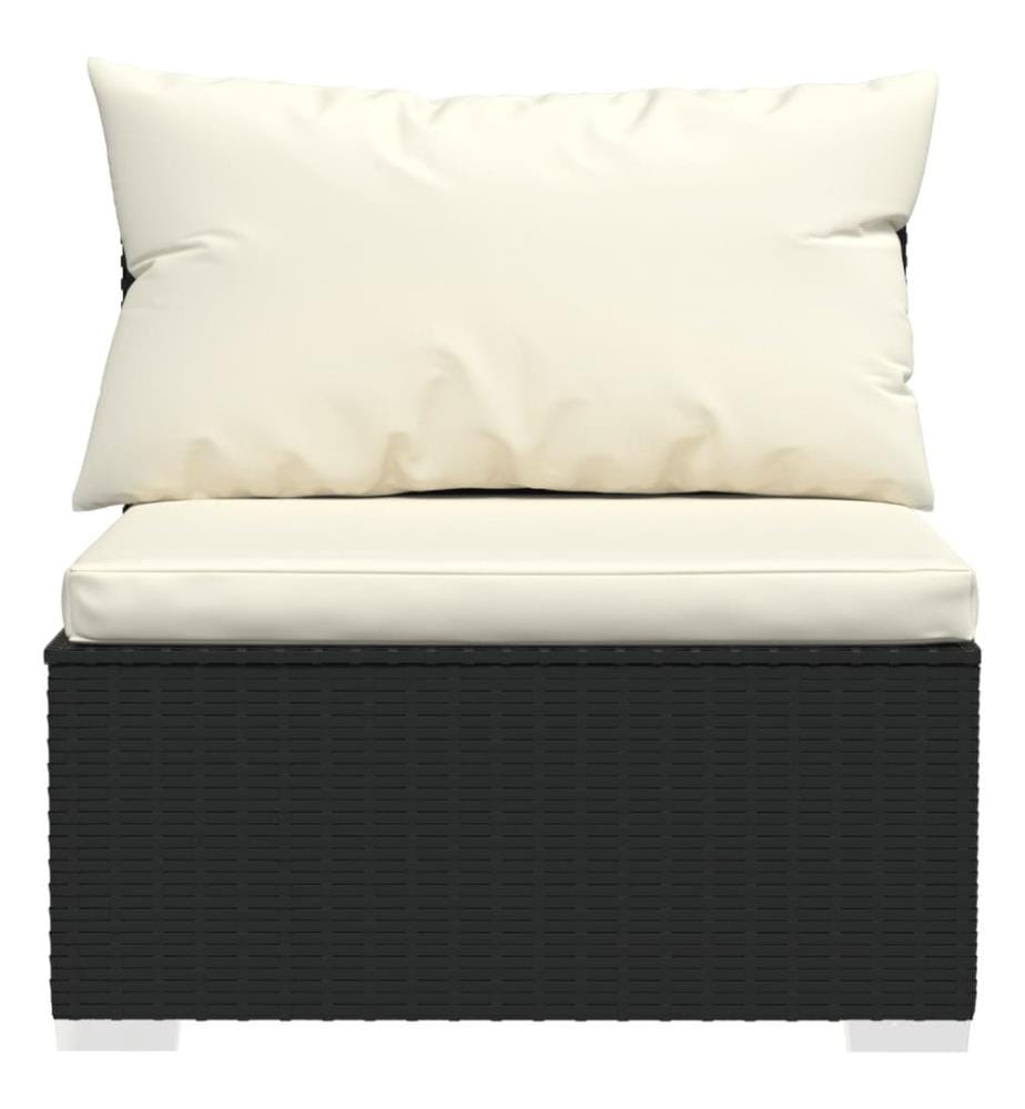 6-tlg. Garten-Lounge-Set mit Kissen Poly Rattan Schwarz