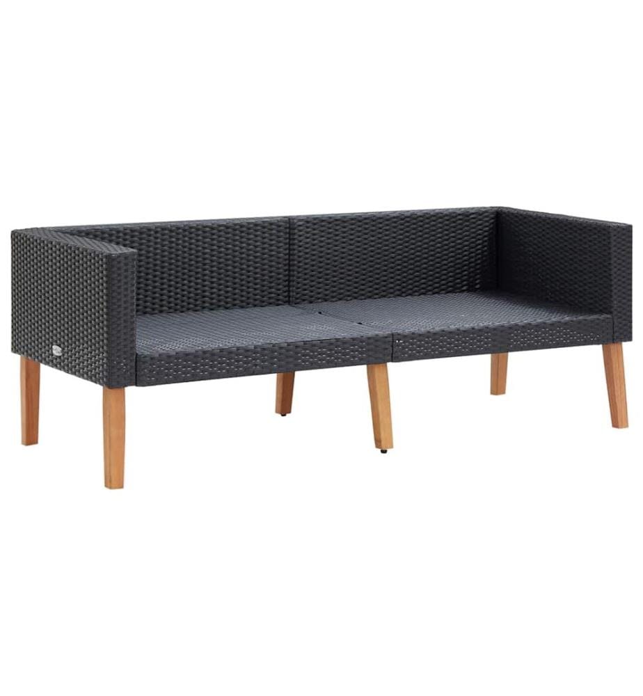 2-Sitzer-Gartensofa mit Auflagen Poly Rattan Schwarz