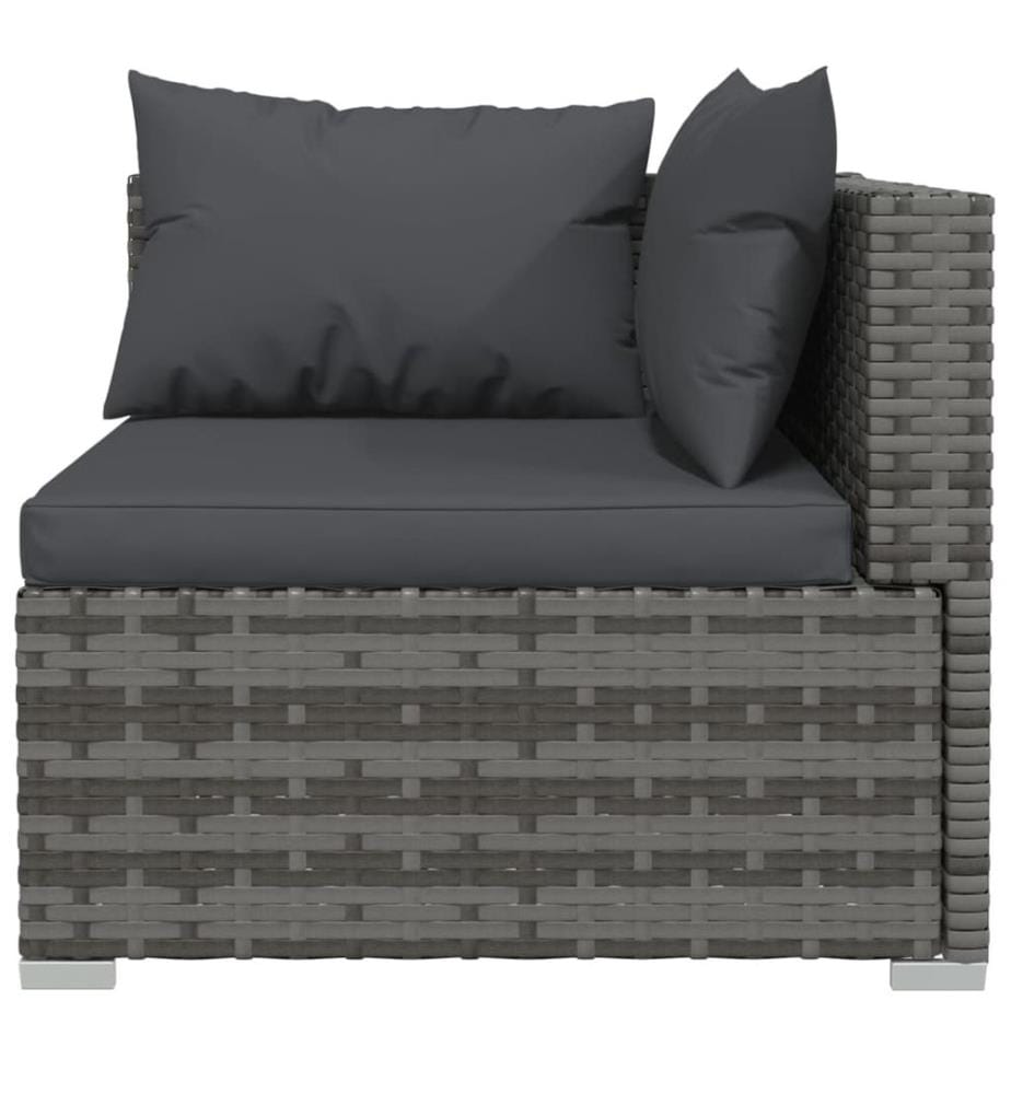 5-tlg. Garten-Lounge-Set mit Kissen Poly Rattan Grau