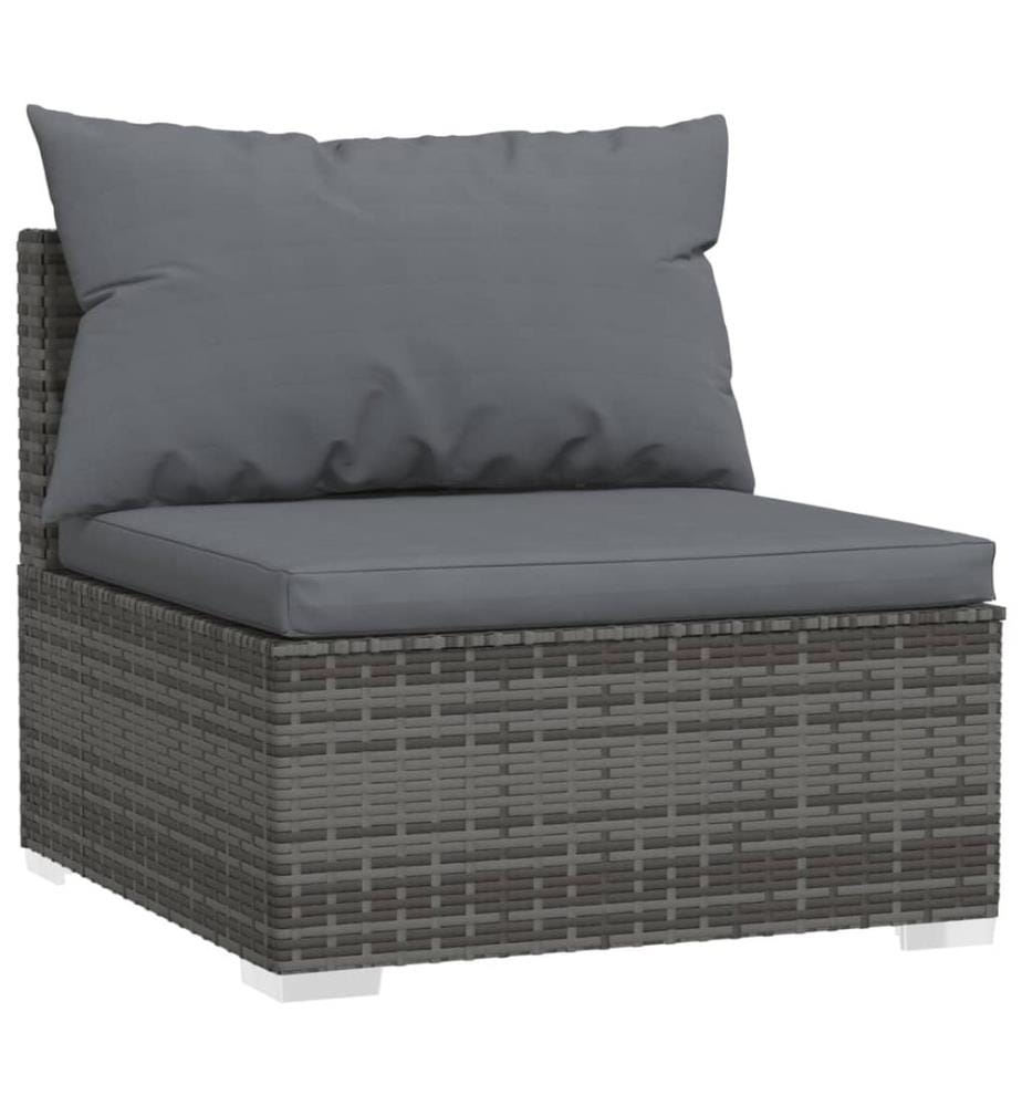 5-tlg. Garten-Lounge-Set mit Kissen Poly Rattan Grau