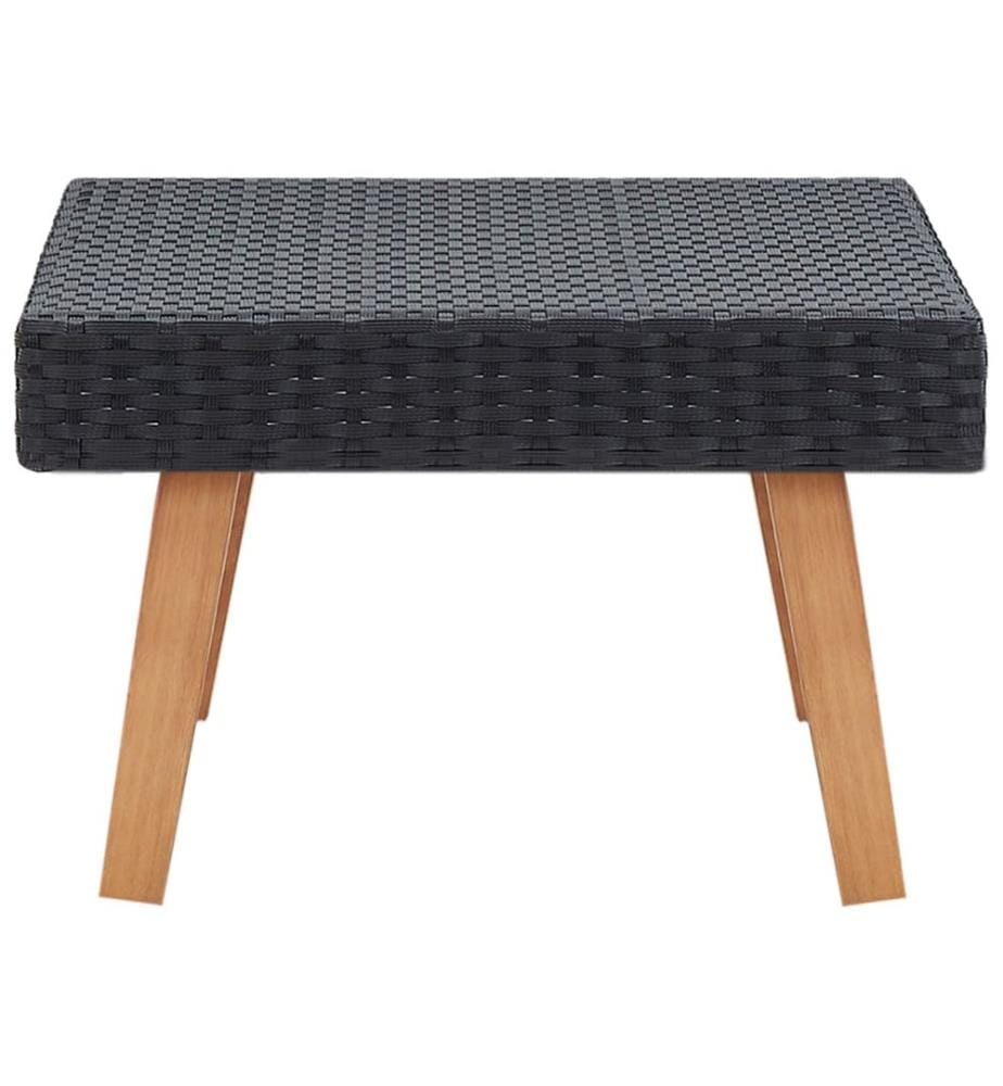 Garten-Couchtisch Poly Rattan Schwarz