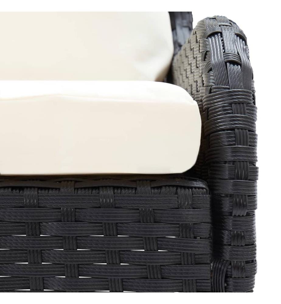 Garten-Ecksofa 2-tlg. Poly Rattan Schwarz