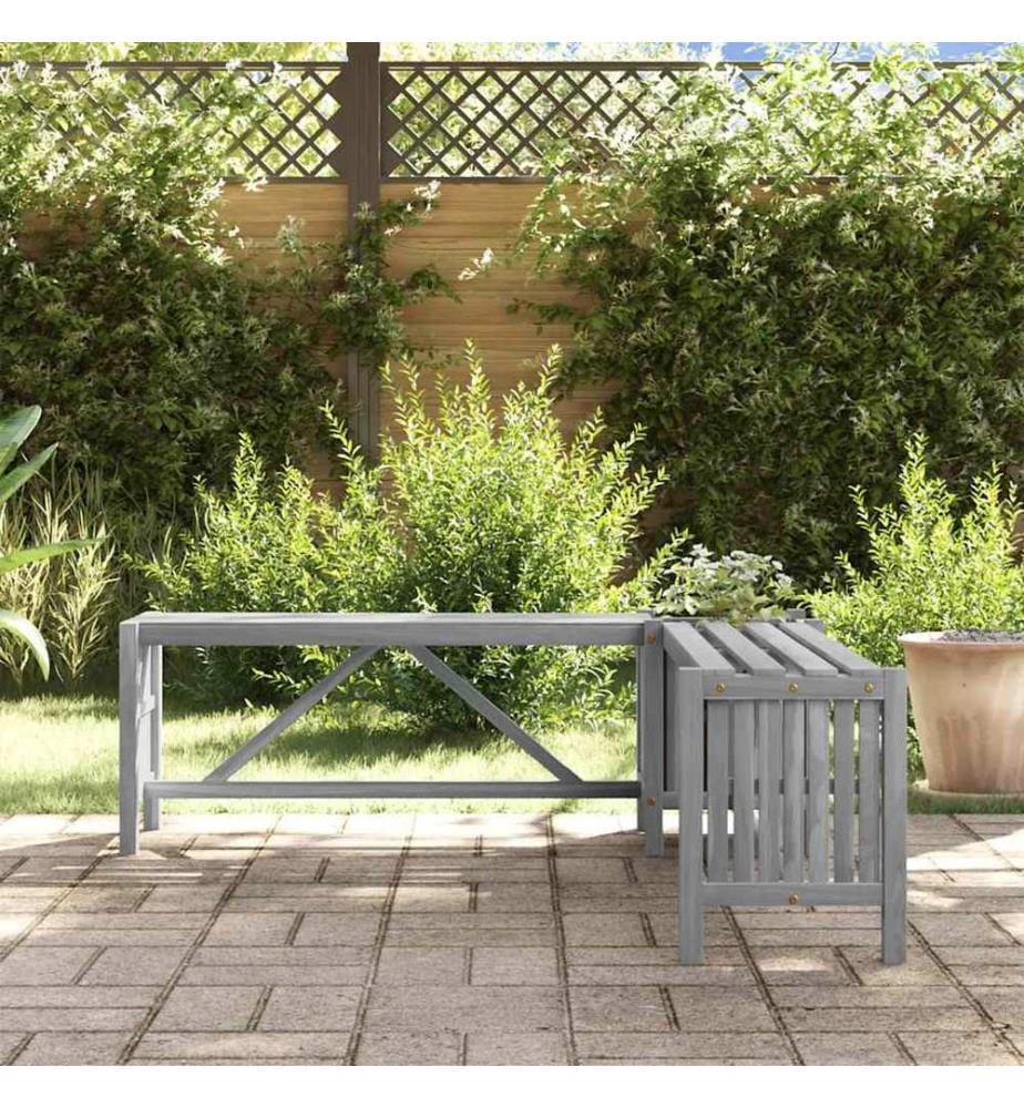 Banc d'angle de jardin et jardinière 117 cm bois d'acacia gris