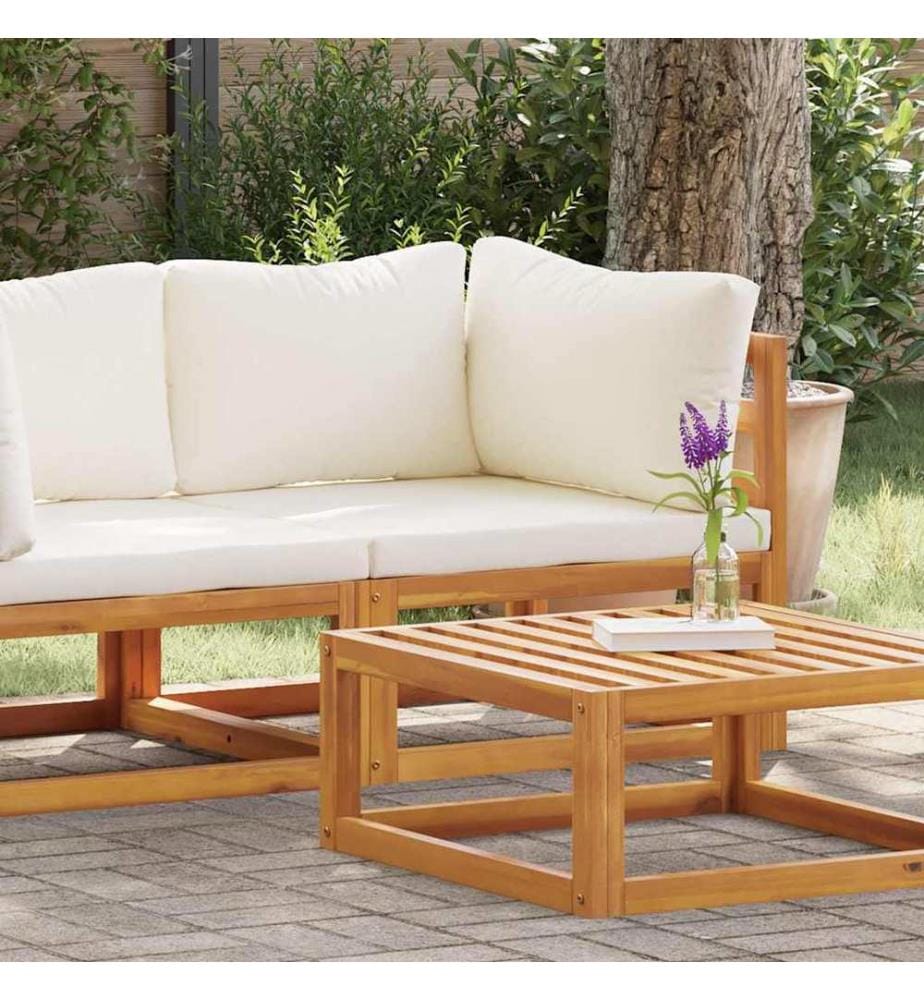 Modular-Ecksofa mit Cremeweissen Kissen Akazie Massivholz