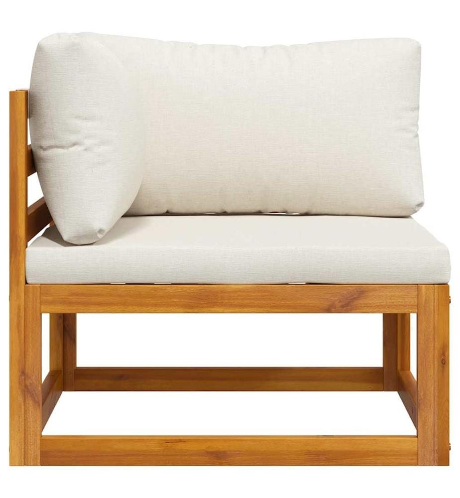 Modular-Ecksofa mit Cremeweissen Kissen Akazie Massivholz