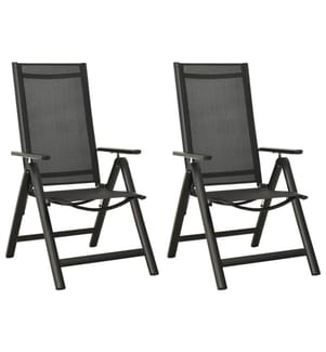 Klappbare Gartenstühle 2 Stk. Textilene und Aluminium Schwarz