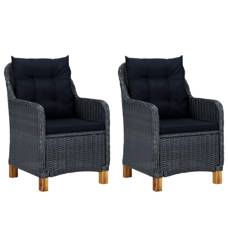 Chaises de jardin avec coussins lot de 2 Résine tressée