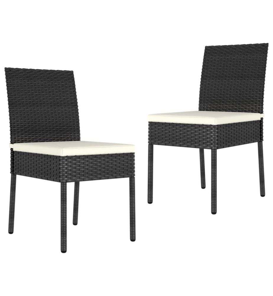 Chaises à manger de jardin lot de 2 Résine tressée Noir