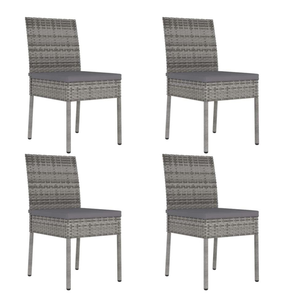 Garten-Essstühle 4 Stk. Poly Rattan Grau