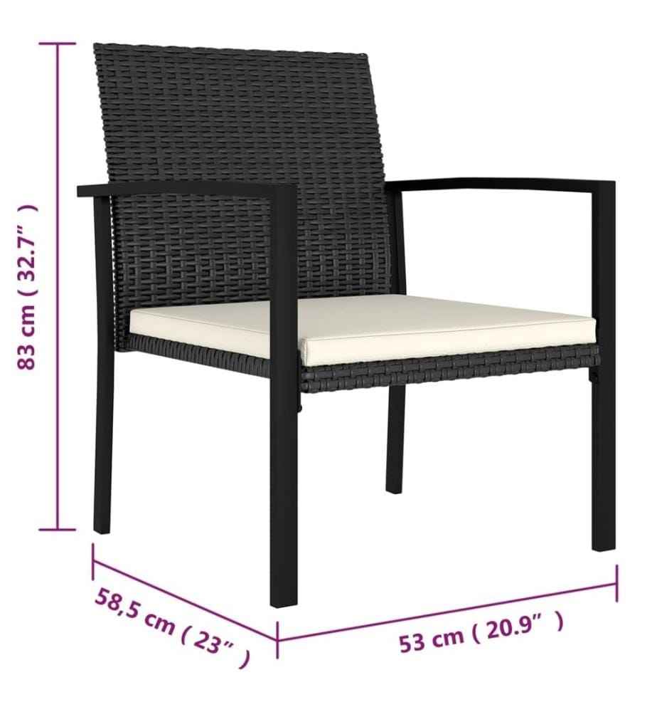 Chaises à manger de jardin lot de 4 Résine tressée Noir