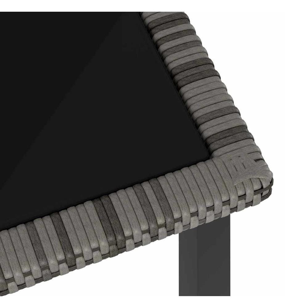 Garten-Esstisch Grau 70x70x73 cm Poly Rattan