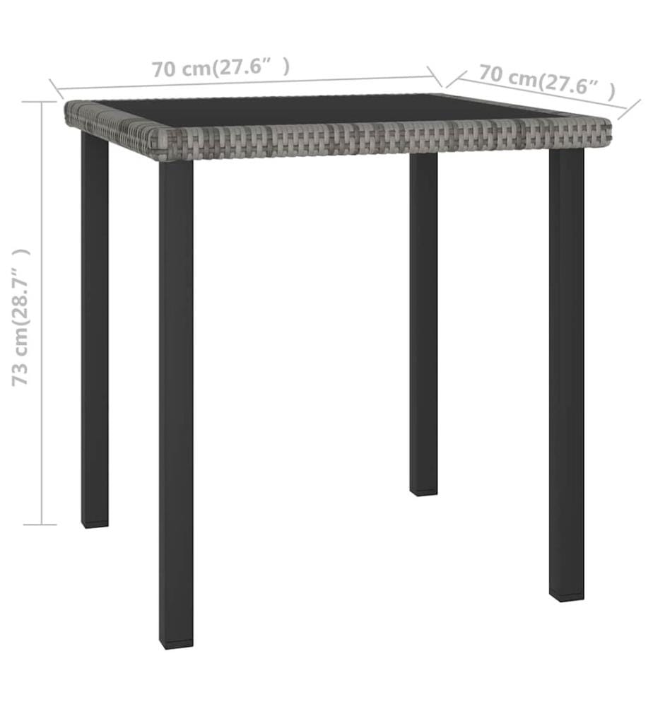Garten-Esstisch Grau 70x70x73 cm Poly Rattan