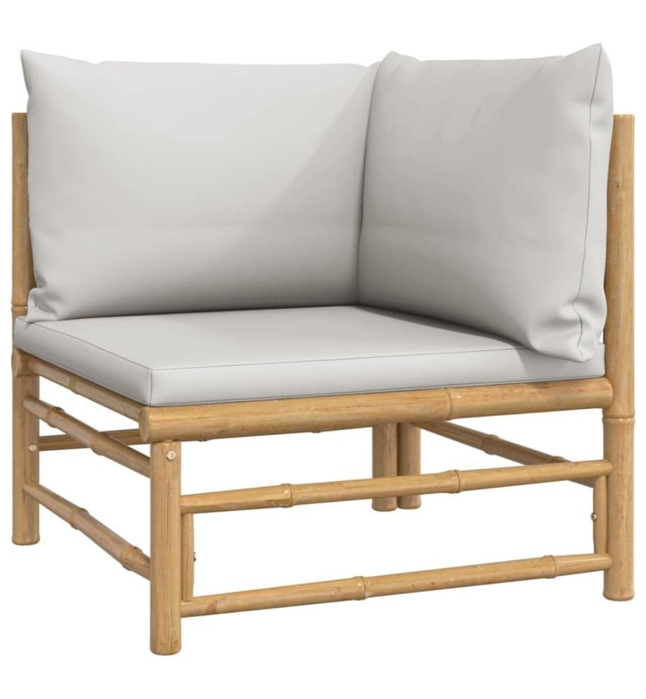 5-tlg. Garten-Lounge-Set mit Hellgrauen Kissen Bambus