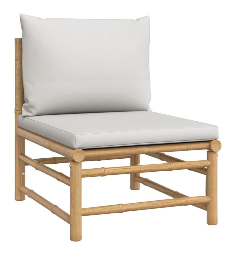 6-tlg. Garten-Lounge-Set mit Hellgrauen Kissen Bambus