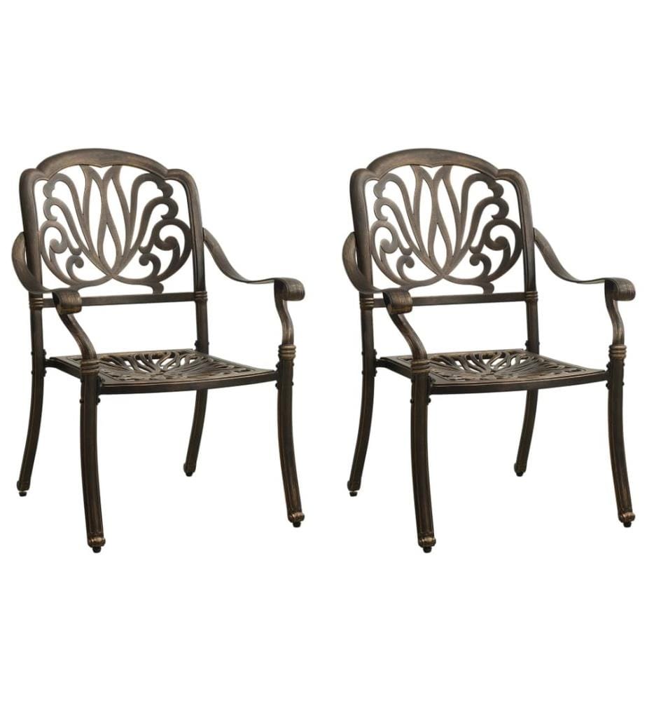 Chaises de jardin lot de 2 Aluminium coulé Bronze
