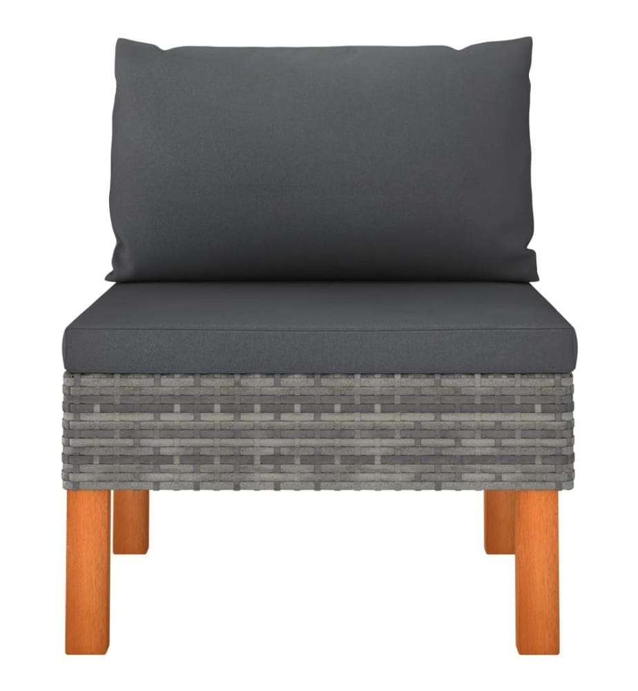 Mittelsofas 2 Stk. Poly Rattan und Eukalyptus Massivholz