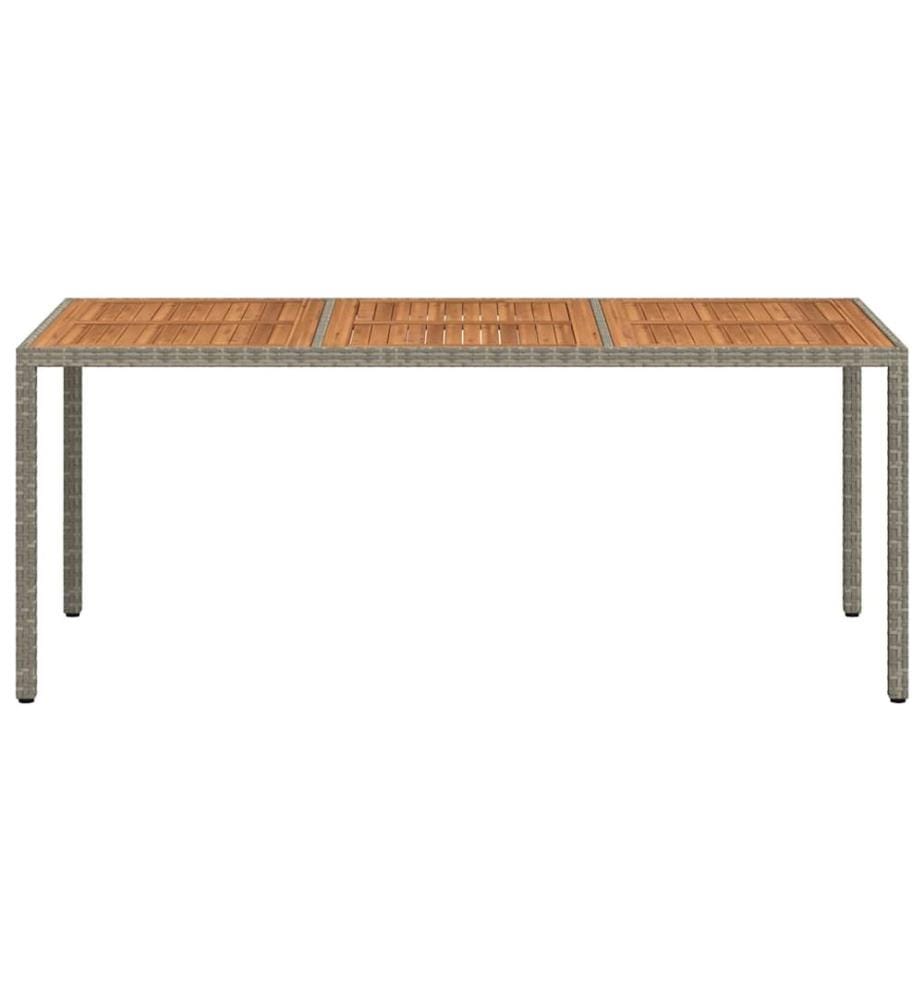 Table de jardin 190x90x75 cm Résine tressée/bois d'acacia Gris