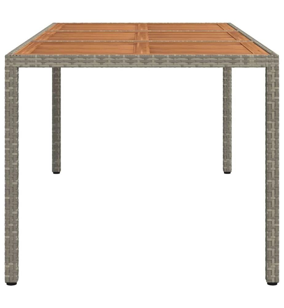 Table de jardin 190x90x75 cm Résine tressée/bois d'acacia Gris